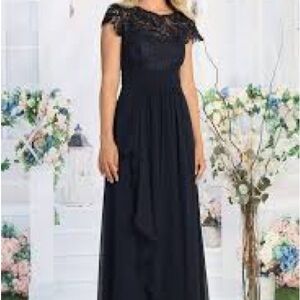 NWT Elegant JAEDEN Black Lace Evening Mother of the Bride Wedding Dress 14